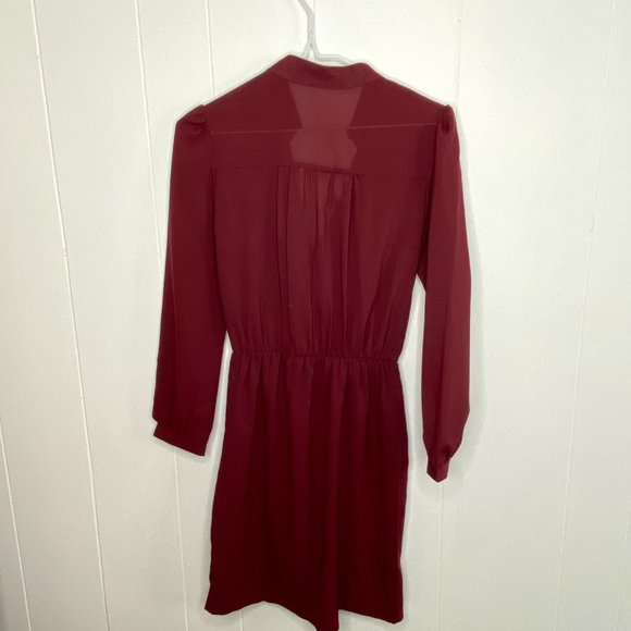 TULIPS ARE BETTER THAN ONE BURGUNDY WRAP DRESS - Picture 2 of 3